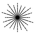 Sunburst Fireworks rays Radial ray Beam lines Sparkle Glaze Flare Starburst concentric radiance lines icon black color vector