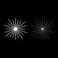 Sunburst Fireworks rays Radial ray Beam lines Sparkle Glaze Flare Starburst concentric radiance lines icon outline set white