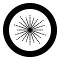 Sunburst Fireworks rays Radial ray Beam lines Sparkle Glaze Flare Starburst concentric radiance lines icon in circle round black