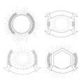 Sunburst hipster logos template set. Vector illustration