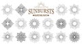 Sunburst icon set. Retro hand drawn sparkle. Geometric sun beams in different forms. Bursting rays design elements. Star Royalty Free Stock Photo