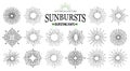 Sunburst icon set. Retro hand drawn sparkle. Geometric sun beams in different forms. Bursting rays design elements. Star Royalty Free Stock Photo