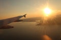 Orange sunset from Plane over Croatia