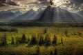 Sunburst over Grand Tetons