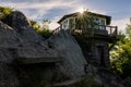 Sunburst over Mount Cammerer Fire Tower Royalty Free Stock Photo