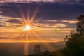 Sunburst over San Francisco bay as seen from Mt Diablo summit