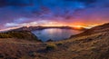 Sunburst Panorama Over Crater Lake Royalty Free Stock Photo