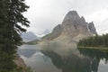 Sunburst Peak with Mount Assiniboine Smoke from fires Royalty Free Stock Photo