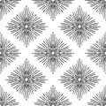 Sunburst seamless pattern. Bursting rays. Hand Drawn vector vintage background. Perfect for wrapping paper, fabric, textile etc