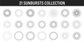 Sunburst set. Big collection sunburst best quality. Star, firework explosion, logo, emblem, tag. Web banner. Vector Illustration Royalty Free Stock Photo