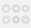 Sunburst set. Collection sunburst, star, firework explosion. Vector illustration Royalty Free Stock Photo