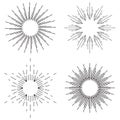 Sunburst set doodle vector art illustration