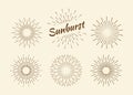 Sunburst set gold style isolated on background for logotype, emblem, logo, tag. Firework explosion, star. Vector stock Royalty Free Stock Photo