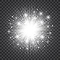 Sunburst in silver color on transparent Royalty Free Stock Photo