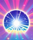 Sunburst summer sky background AI