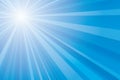 Sunburst vector illustration with cloud sky background and sun rays Royalty Free Stock Photo