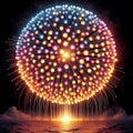 71 98. Sunburst vertical shells_ Large, spherical fire Royalty Free Stock Photo