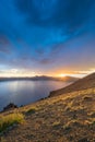 Sunbursts Over The Rim Of Crater Lake Royalty Free Stock Photo