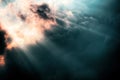 Sunbursts through storm clouds Royalty Free Stock Photo