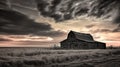 suncontrast black and white barn Royalty Free Stock Photo