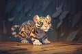 a sunda clouded leopard prowling at night