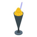 Sundae cream icon isometric vector. Waffle cup