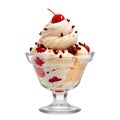 Sundae ice cream in isolated on white background. AI Generated illustration Royalty Free Stock Photo