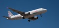 Sundair Airlines flies in the blue sky. Landing at Tenerife Airport