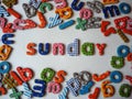 Sunday banner with colorful lower case letters