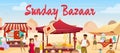 Sunday bazaar flat color vector illustration Royalty Free Stock Photo