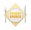 Sunday brunch sign, label. Vector stock illustration