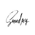 Sunday. Day of a week. Handdrawn modern brush lettering. Vector inscriprion. Calligraphy illustration.