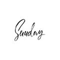 Sunday. Day of a week. Handdrawn modern brush lettering. Vector inscriprion. Calligraphy illustration.