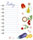 Daily food diary with healthy food