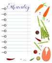 Daily food diary with healthy food