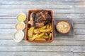 Sunday Menu of Excellent Grilled Chicken with Homemade Potato Wedges, Royalty Free Stock Photo