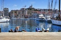 Sunday at the Old Port of Marseille, France Royalty Free Stock Photo