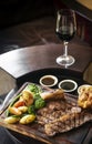 Sunday roast beef traditional british meal set on table Royalty Free Stock Photo