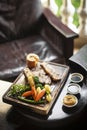 Sunday roast beef traditional british meal set on table Royalty Free Stock Photo