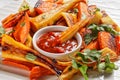 Sunday roast dinner: roasted parsnip and carrot