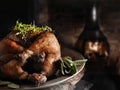 Sunday Roast Rustic Chicken Meal Royalty Free Stock Photo
