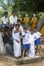 Sunday school students at the Sigiriya Buddhist Temple in Sigiriya, Sri Lanka.