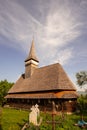 Sunday service in wood church in Maramures country side of Roumania  sustainable tourism ,UNESCO heritage Royalty Free Stock Photo