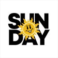 sunday typography text with sun icon vector Royalty Free Stock Photo