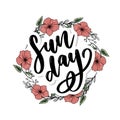 Sunday - Vector hand drawn lettering phrase. Modern brush calligraphy for blogs and social media Royalty Free Stock Photo