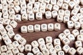 Sunday, week day word on dice letters in chaos table Royalty Free Stock Photo