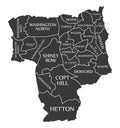 Sunderland City Map England UK labelled black illustration