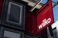 Exterior shot of Wilko Store showing company name, signage and logo