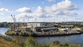 Sunderland, UK - Sunday 21st August 2022: Liebherr cranes UK manufacturing factory on the banks of the river wear.