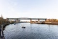 Sunderland UK: Nov 2021: The Queen Alexandra Bridge at the River Wear in Sunderland on a sunny winter morning Royalty Free Stock Photo